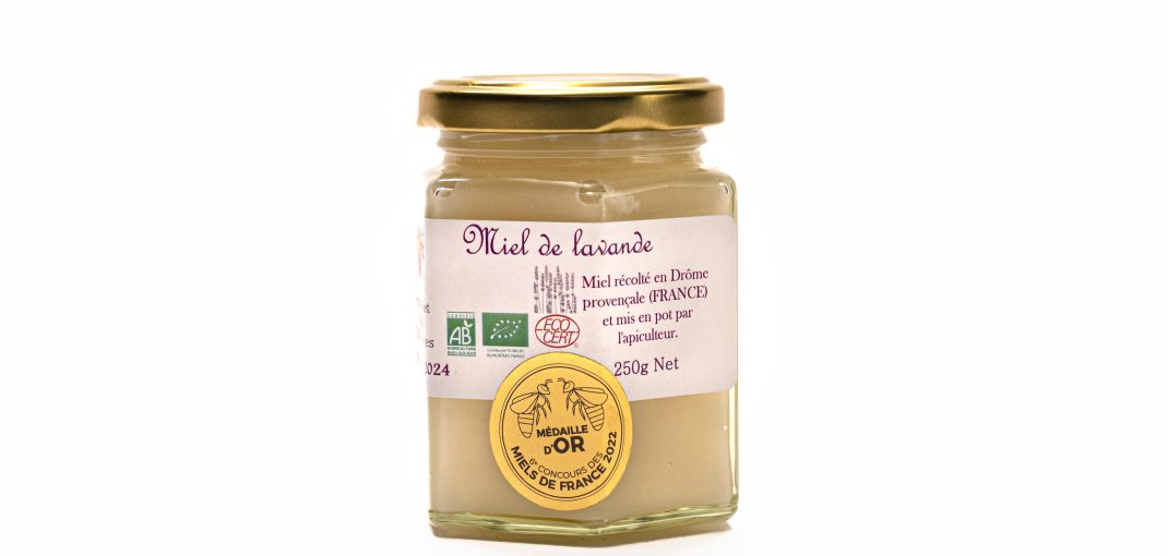 miel de lavande de drôme provençale, 250ml, apiculteur Bertrand Audet, miel médaillé au concours des miels de France, miel doux et sucré